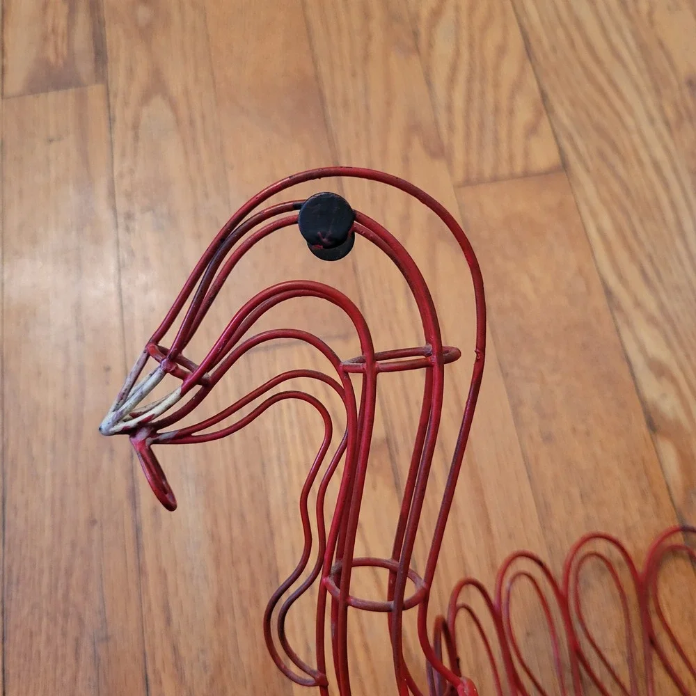 Chicken Turkey Wire Basket‎ Red Metal Holiday Kitchen Decor Country Farmhouse